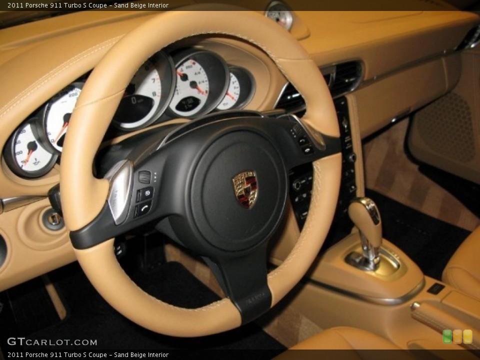 Sand Beige Interior Steering Wheel for the 2011 Porsche 911 Turbo S Coupe #45107080