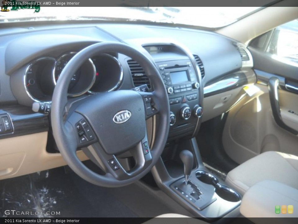 Beige Interior Dashboard for the 2011 Kia Sorento LX AWD #45145427