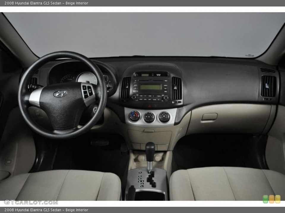 Beige Interior Dashboard for the 2008 Hyundai Elantra GLS Sedan #45216318