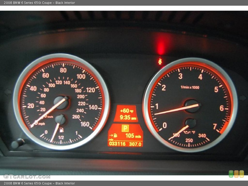 Black Interior Gauges for the 2008 BMW 6 Series 650i Coupe #45219939