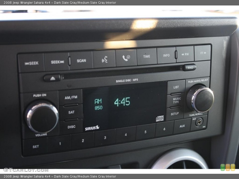 Dark Slate Gray/Medium Slate Gray Interior Controls for the 2008 Jeep Wrangler Sahara 4x4 #45243702