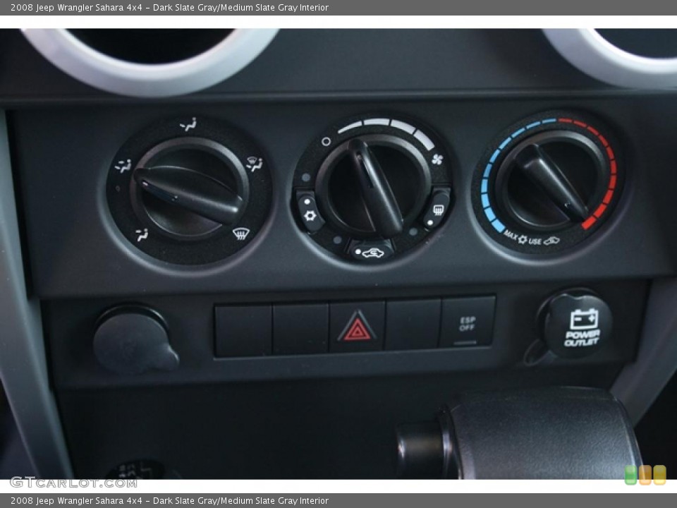 Dark Slate Gray/Medium Slate Gray Interior Controls for the 2008 Jeep Wrangler Sahara 4x4 #45243726