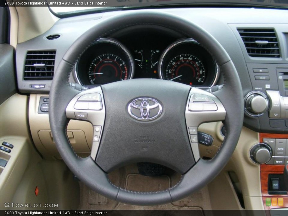 Sand Beige Interior Steering Wheel for the 2009 Toyota Highlander Limited 4WD #45251416