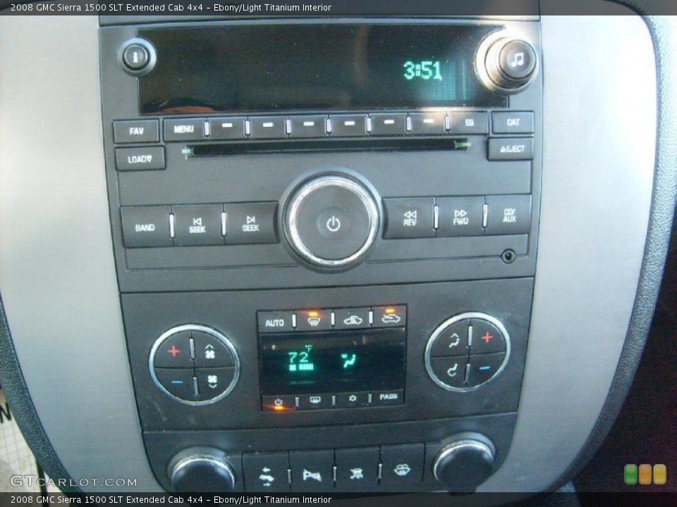 Ebony/Light Titanium Interior Controls for the 2008 GMC Sierra 1500 SLT Extended Cab 4x4 #45252596