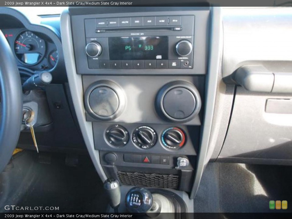 Dark Slate Gray/Medium Slate Gray Interior Controls for the 2009 Jeep Wrangler X 4x4 #45258319