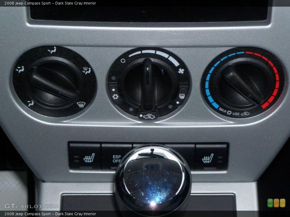 Dark Slate Gray Interior Controls for the 2008 Jeep Compass Sport #45293973