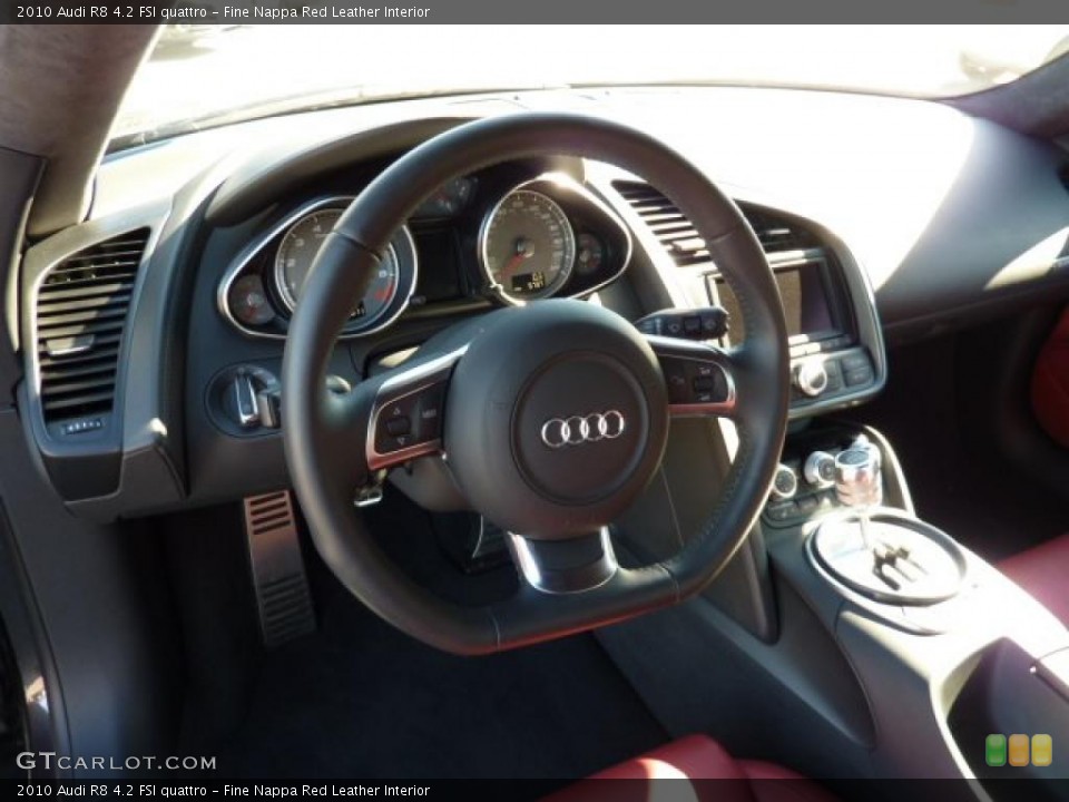 Fine Nappa Red Leather Interior Steering Wheel for the 2010 Audi R8 4.2 FSI quattro #45351979