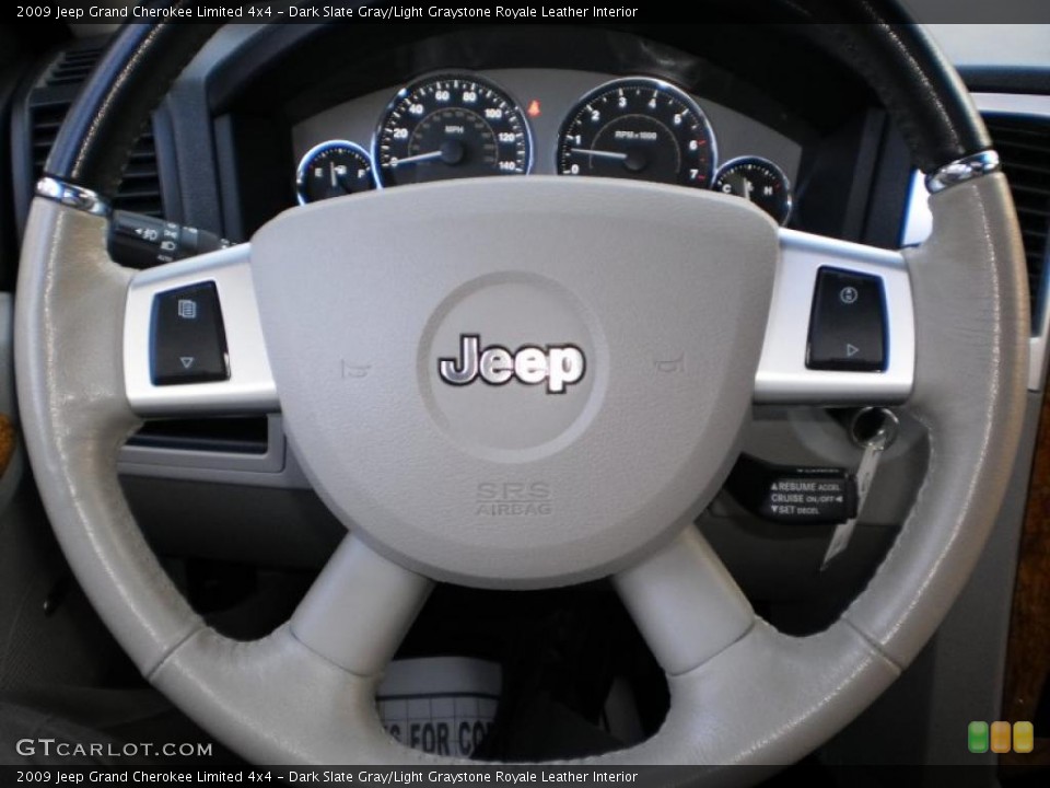 Dark Slate Gray/Light Graystone Royale Leather Interior Steering Wheel for the 2009 Jeep Grand Cherokee Limited 4x4 #45354660