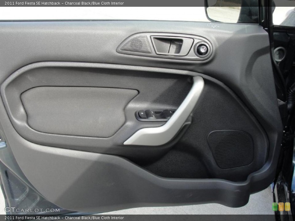 Charcoal Black/Blue Cloth Interior Door Panel for the 2011 Ford Fiesta SE Hatchback #45370490