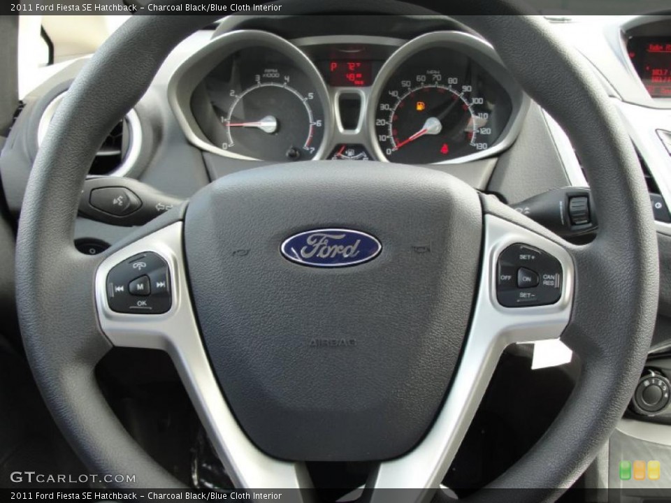 Charcoal Black/Blue Cloth Interior Steering Wheel for the 2011 Ford Fiesta SE Hatchback #45370558