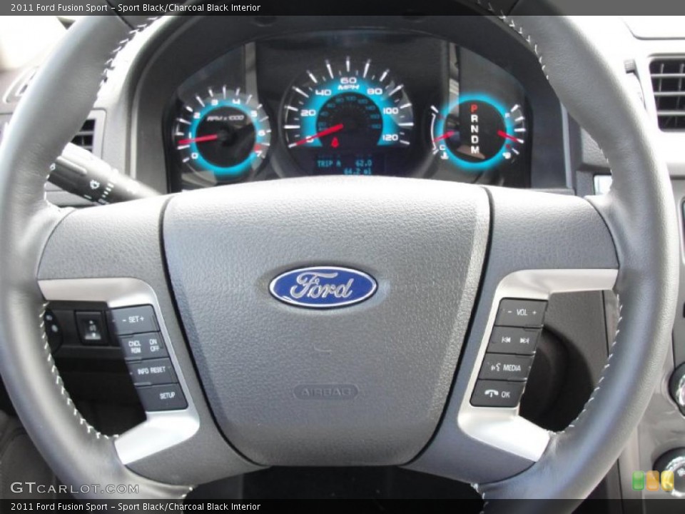Sport Black/Charcoal Black Interior Steering Wheel for the 2011 Ford Fusion Sport #45373164