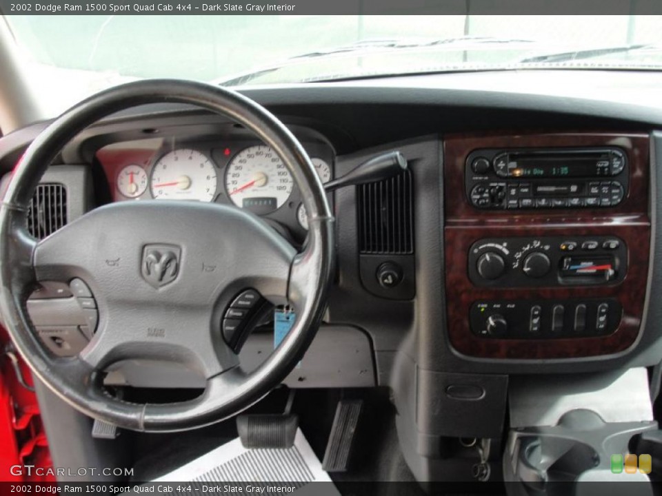 Dark Slate Gray Interior Dashboard for the 2002 Dodge Ram 1500 Sport Quad Cab 4x4 #45373853