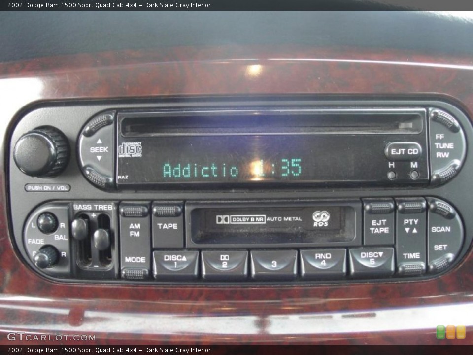 Dark Slate Gray Interior Controls for the 2002 Dodge Ram 1500 Sport Quad Cab 4x4 #45373861