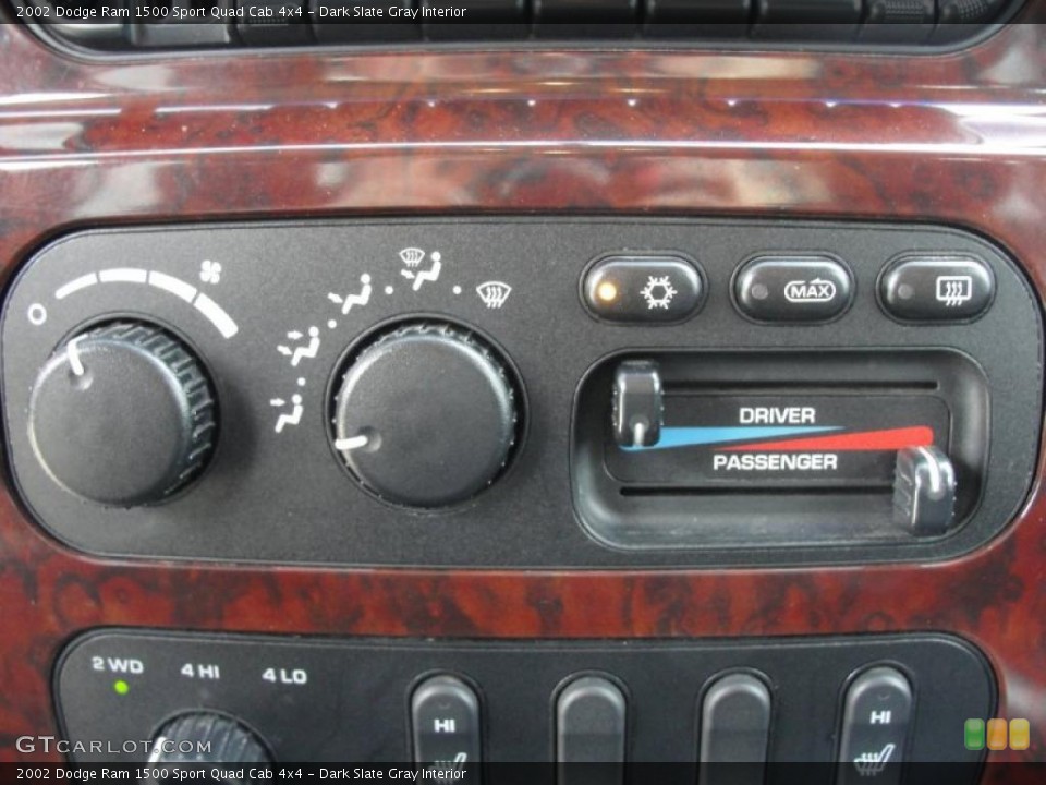 Dark Slate Gray Interior Controls for the 2002 Dodge Ram 1500 Sport Quad Cab 4x4 #45373865