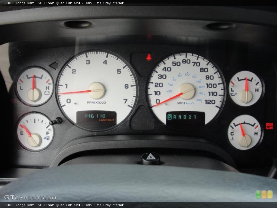 Dark Slate Gray Interior Gauges for the 2002 Dodge Ram 1500 Sport Quad Cab 4x4 #45373881