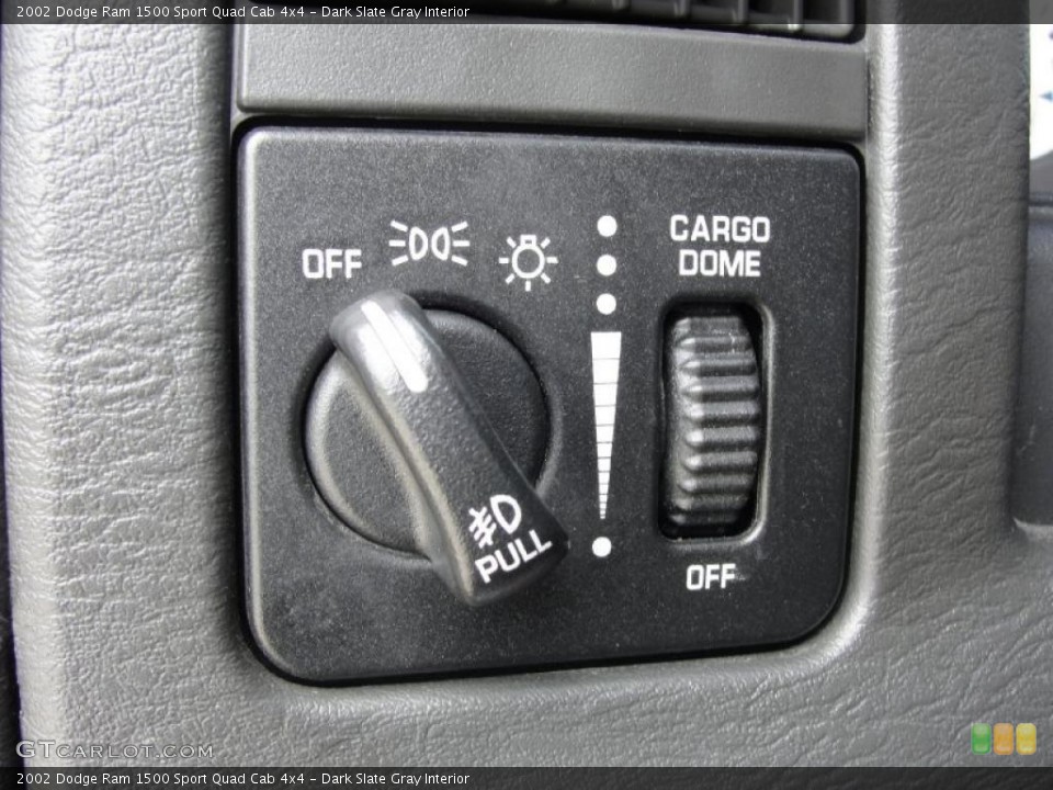 Dark Slate Gray Interior Controls for the 2002 Dodge Ram 1500 Sport Quad Cab 4x4 #45373901