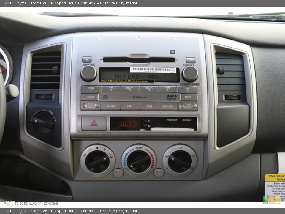 Graphite Gray Interior Controls for the 2011 Toyota Tacoma V6 TRD Sport Double Cab 4x4 #45411221