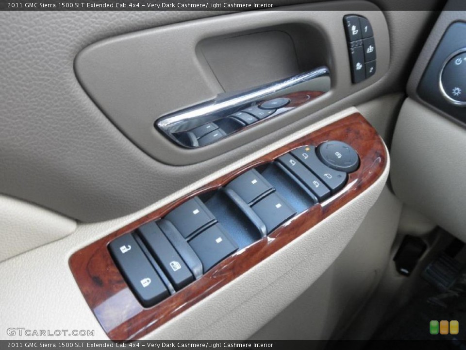 Very Dark Cashmere/Light Cashmere Interior Controls for the 2011 GMC Sierra 1500 SLT Extended Cab 4x4 #45418328