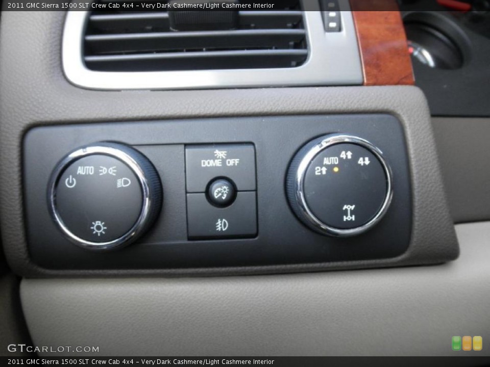 Very Dark Cashmere/Light Cashmere Interior Controls for the 2011 GMC Sierra 1500 SLT Crew Cab 4x4 #45424511