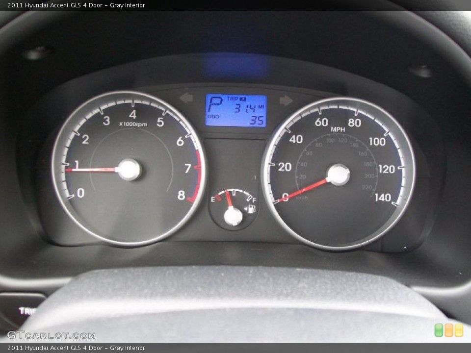 Gray Interior Gauges for the 2011 Hyundai Accent GLS 4 Door #45428211