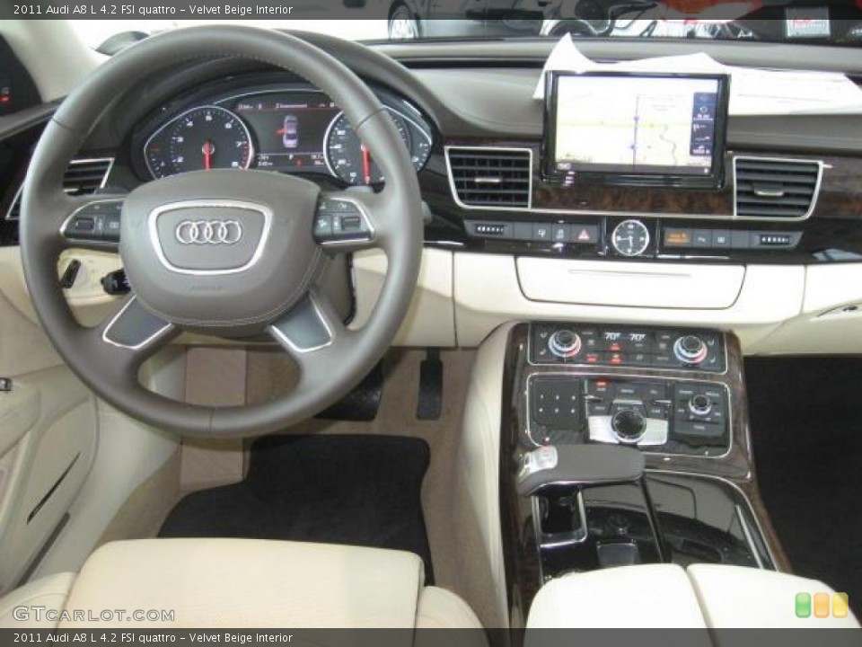 Velvet Beige Interior Dashboard for the 2011 Audi A8 L 4.2 FSI quattro #45435622