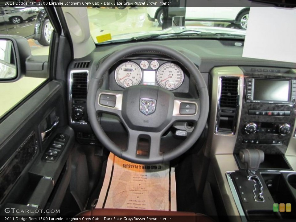 Dark Slate Gray/Russet Brown Interior Steering Wheel for the 2011 Dodge Ram 1500 Laramie Longhorn Crew Cab #45499306