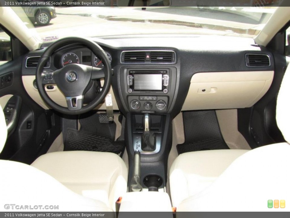Cornsilk Beige Interior Dashboard for the 2011 Volkswagen Jetta SE Sedan #45503495
