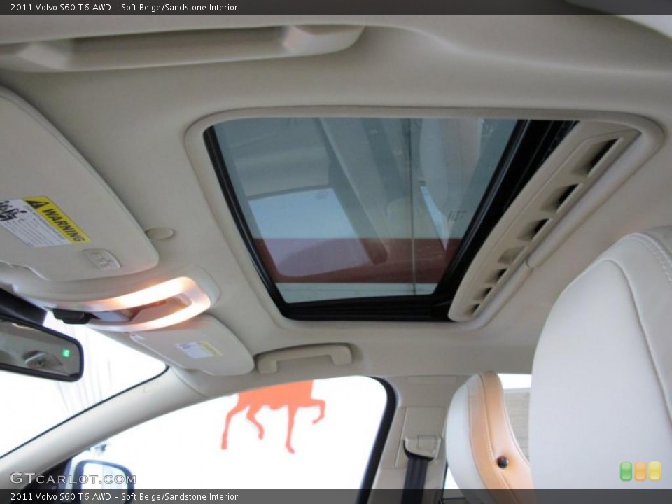 Soft Beige/Sandstone Interior Sunroof for the 2011 Volvo S60 T6 AWD #45507115