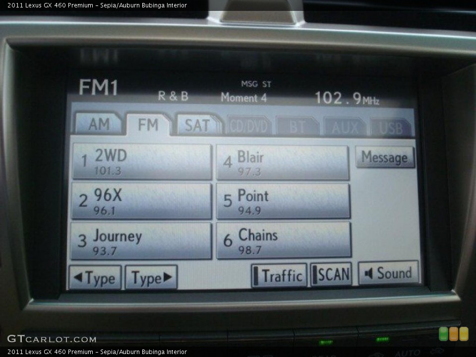 Sepia/Auburn Bubinga Interior Controls for the 2011 Lexus GX 460 Premium #45536197