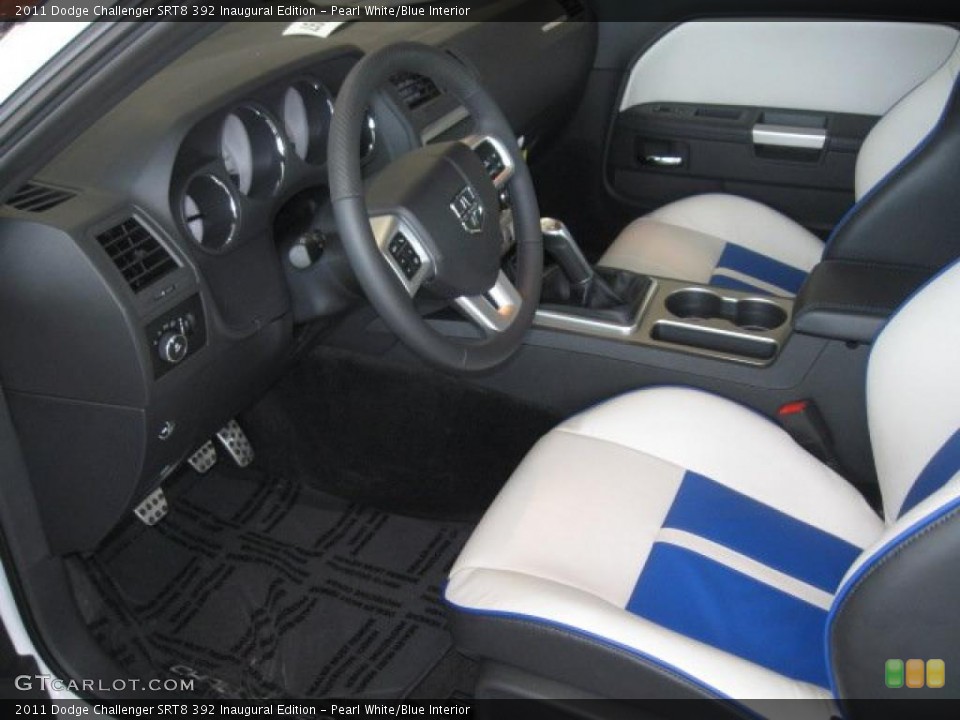 Pearl White/Blue Interior Photo for the 2011 Dodge Challenger SRT8 392 Inaugural Edition #45552841