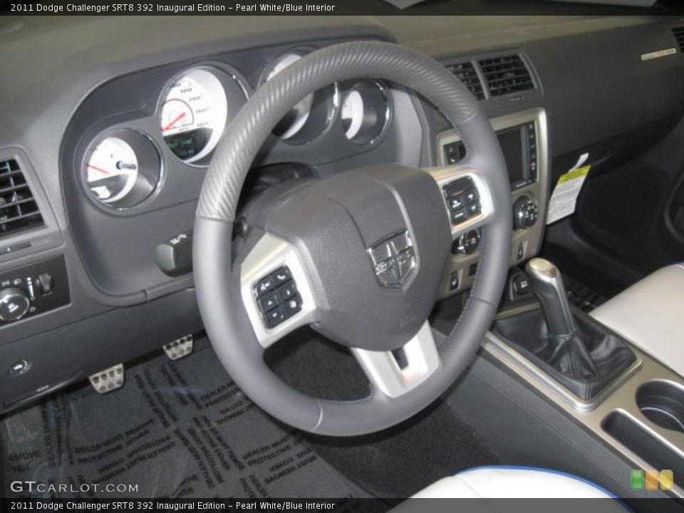 Pearl White/Blue Interior Steering Wheel for the 2011 Dodge Challenger SRT8 392 Inaugural Edition #45552873