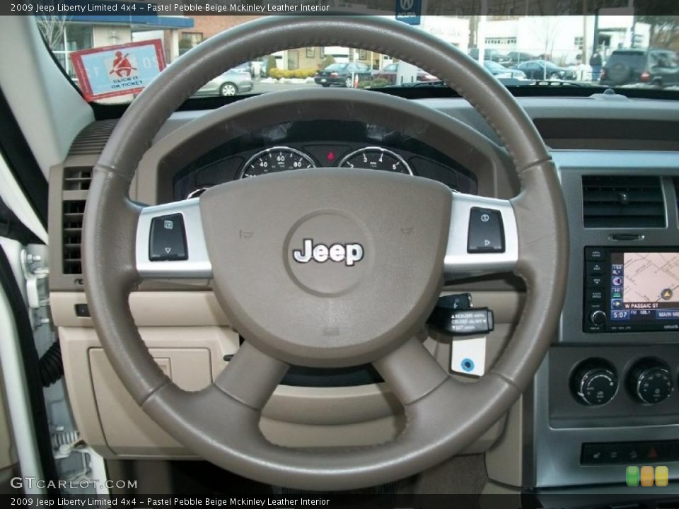 Pastel Pebble Beige Mckinley Leather Interior Steering Wheel for the 2009 Jeep Liberty Limited 4x4 #45555349