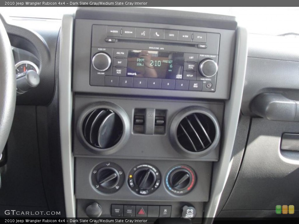 Dark Slate Gray/Medium Slate Gray Interior Controls for the 2010 Jeep Wrangler Rubicon 4x4 #45562655