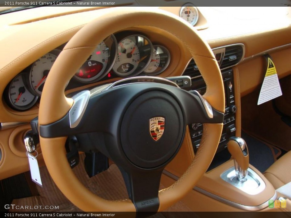 Natural Brown Interior Steering Wheel for the 2011 Porsche 911 Carrera S Cabriolet #45580571