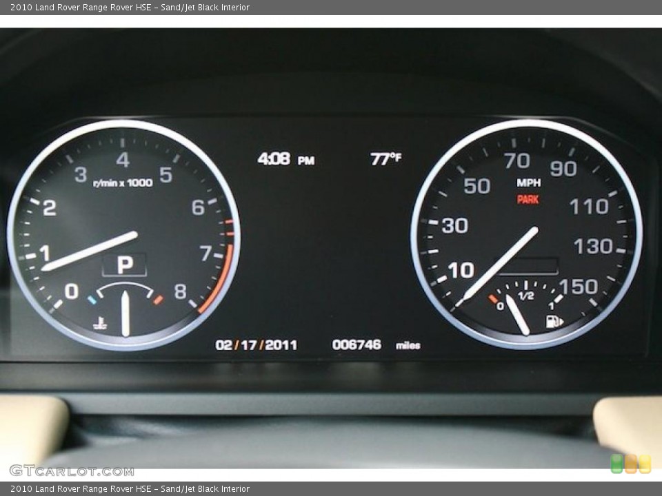 Sand/Jet Black Interior Gauges for the 2010 Land Rover Range Rover HSE #45586347