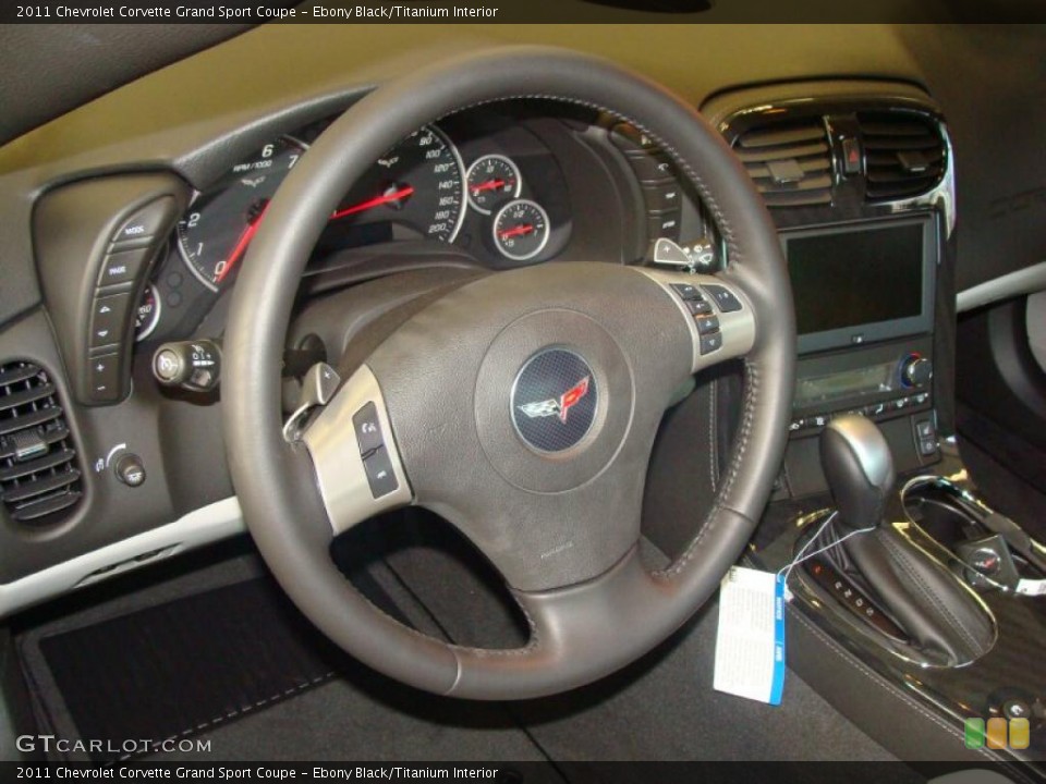 Ebony Black/Titanium Interior Steering Wheel for the 2011 Chevrolet Corvette Grand Sport Coupe #45589411