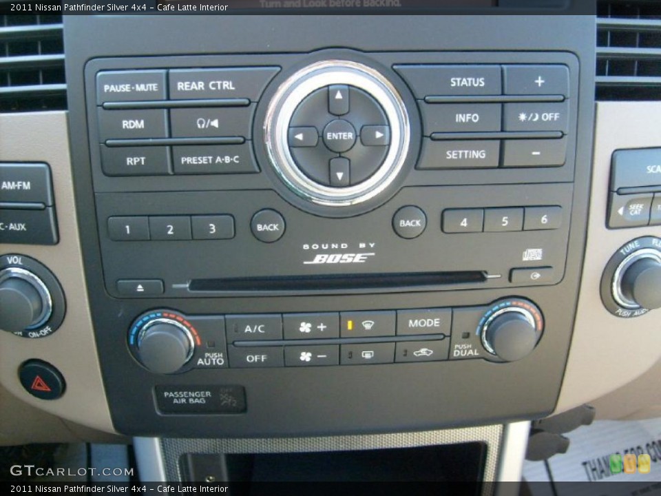 Cafe Latte Interior Controls for the 2011 Nissan Pathfinder Silver 4x4 #45590011