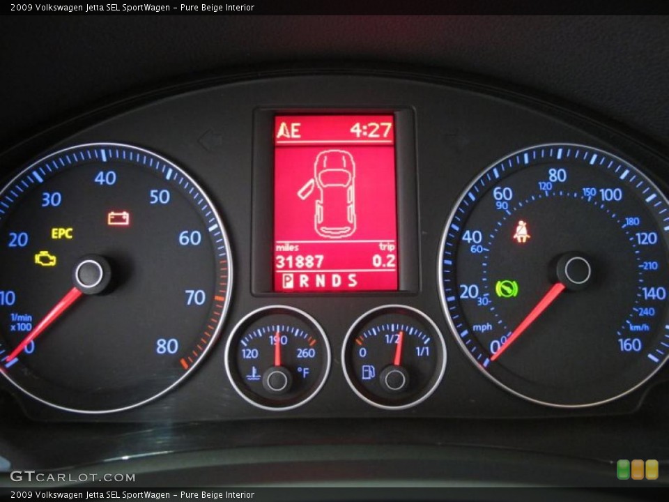 Pure Beige Interior Gauges for the 2009 Volkswagen Jetta SEL SportWagen #45594260