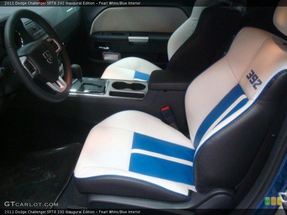 Pearl White/Blue Interior Photo for the 2011 Dodge Challenger SRT8 392 Inaugural Edition #45631077