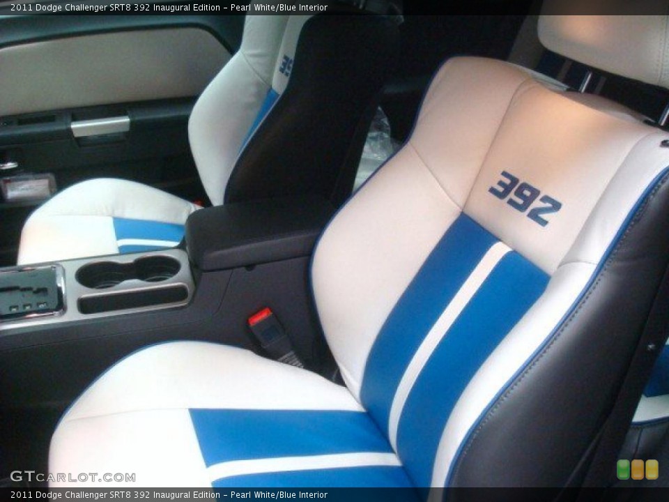 Pearl White/Blue Interior Photo for the 2011 Dodge Challenger SRT8 392 Inaugural Edition #45631081