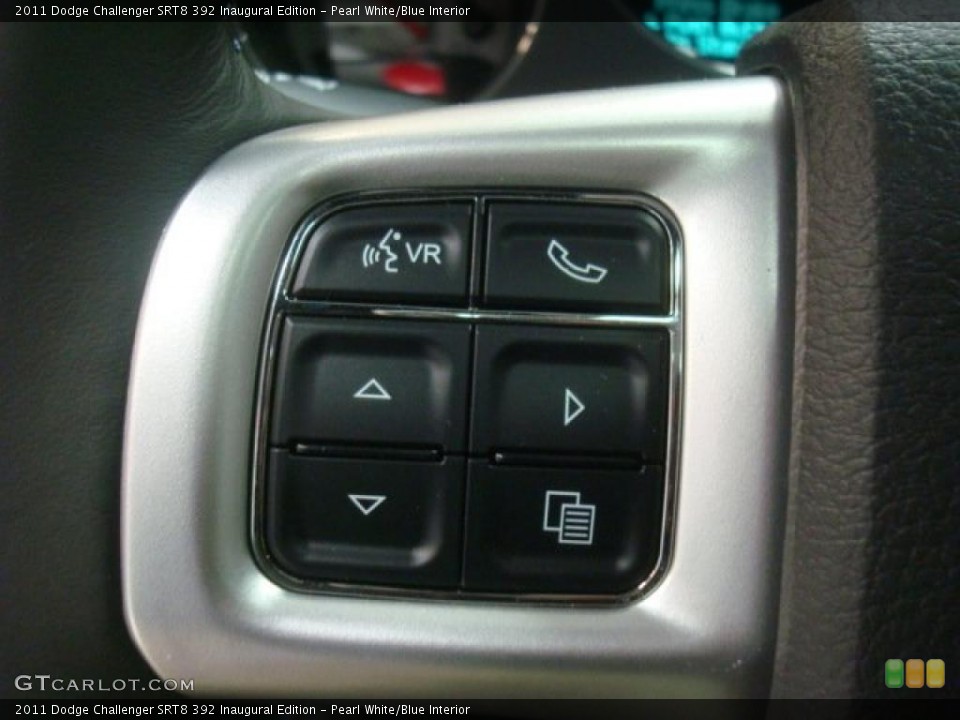 Pearl White/Blue Interior Controls for the 2011 Dodge Challenger SRT8 392 Inaugural Edition #45631109