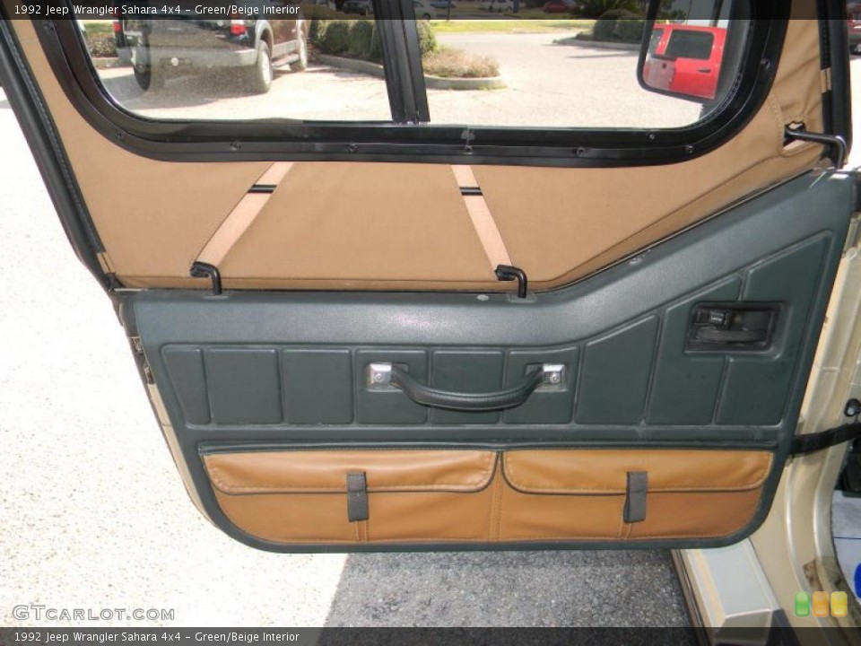 Green/Beige Interior Door Panel for the 1992 Jeep Wrangler Sahara 4x4 #45640110