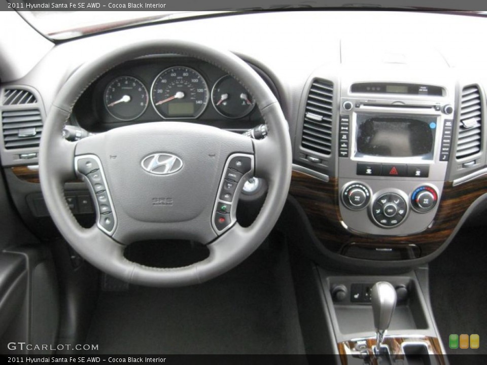 Cocoa Black Interior Dashboard for the 2011 Hyundai Santa Fe SE AWD #45695901