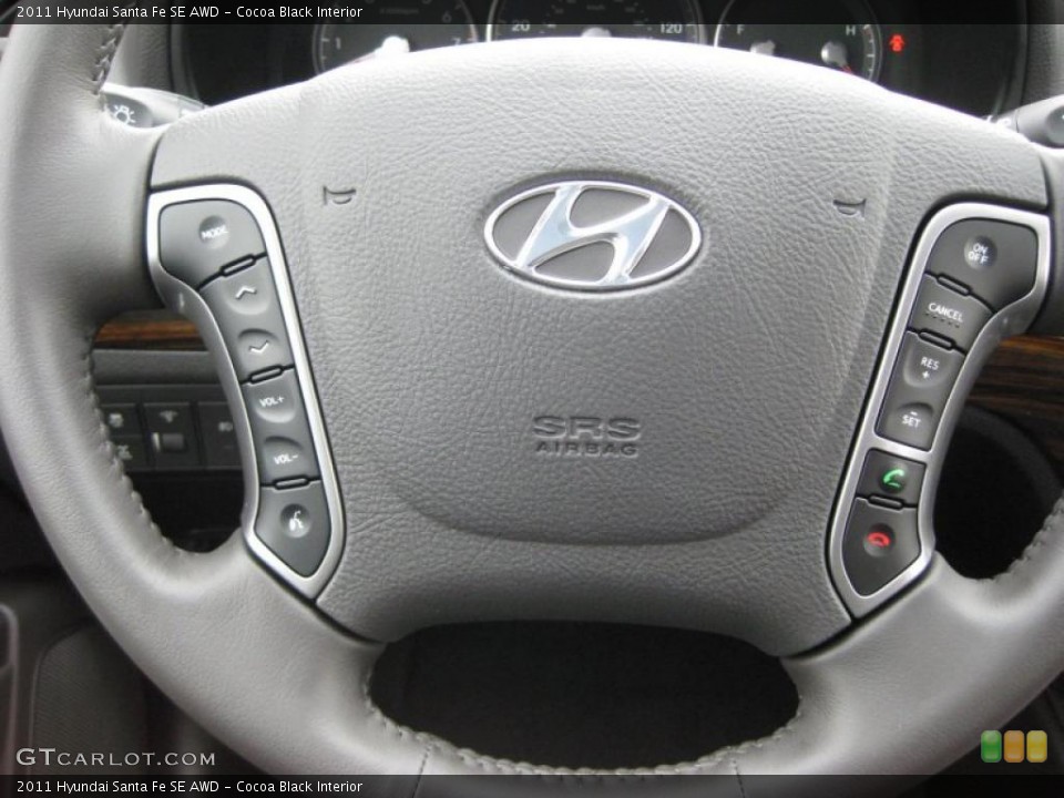 Cocoa Black Interior Controls for the 2011 Hyundai Santa Fe SE AWD #45695928