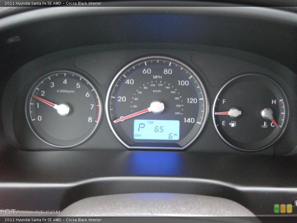 Cocoa Black Interior Gauges for the 2011 Hyundai Santa Fe SE AWD #45695936