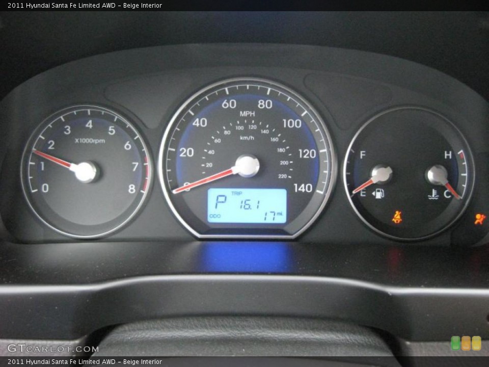 Beige Interior Gauges for the 2011 Hyundai Santa Fe Limited AWD #45696276