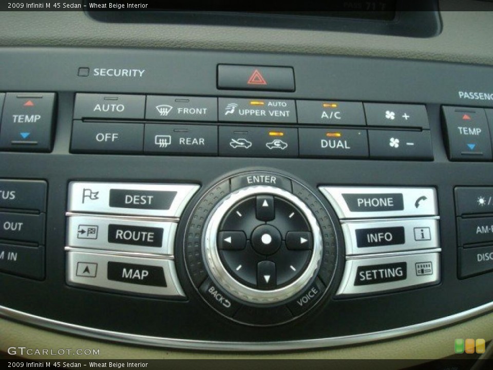 Wheat Beige Interior Controls for the 2009 Infiniti M 45 Sedan #45718743