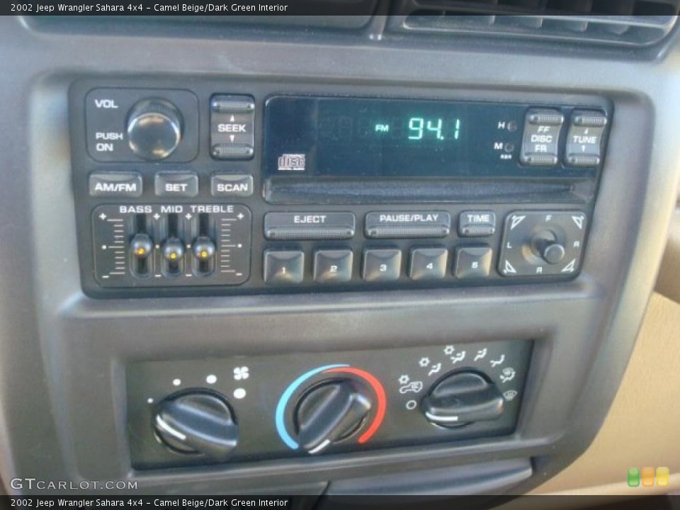Camel Beige/Dark Green Interior Controls for the 2002 Jeep Wrangler Sahara 4x4 #45805317