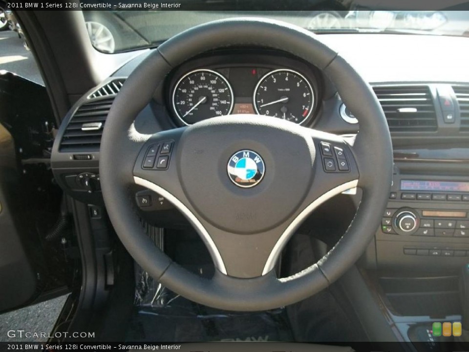 Savanna Beige Interior Steering Wheel for the 2011 BMW 1 Series 128i Convertible #45807225