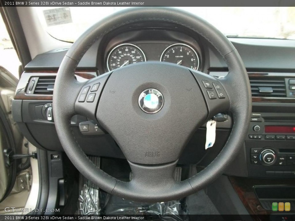 Saddle Brown Dakota Leather Interior Steering Wheel for the 2011 BMW 3 Series 328i xDrive Sedan #45827044
